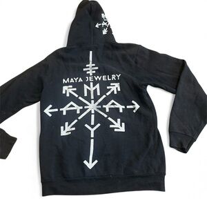 Maya Jewelry Black Graphic Print Hoodie, Size‎ Small, Unisex
